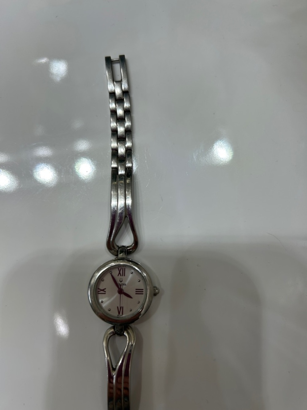 Bulova Silver Tone Women's Bracelet Watch with White Dial - Picture 2 of 4